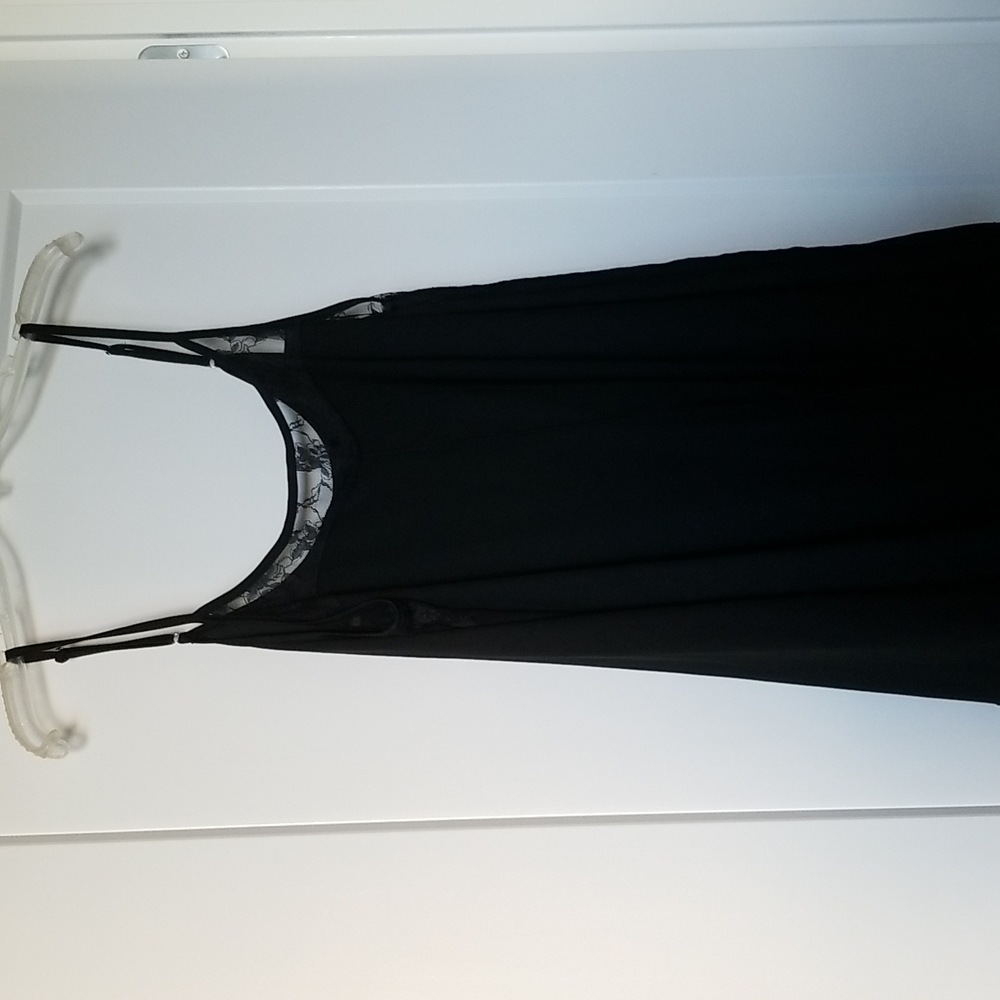 Ekouaer Black Jersey Lace Top Slip Lingerie Size L - Picture 1 of 12